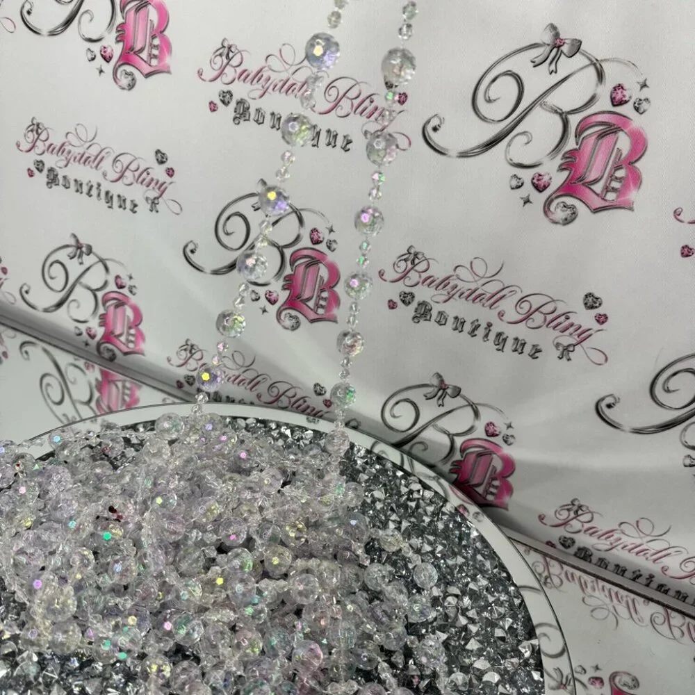 Crystal Beaded Garland 3 strings worth decor crystal shimmer holographic elegant
